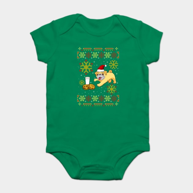 Pug Ugly Christmas Sweater Funny Humor Baby Bodysuit by creative